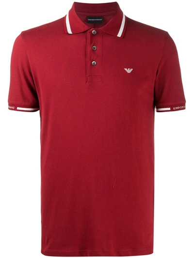 Emporio Armani Embroidered Logo Polo Shirt In Red