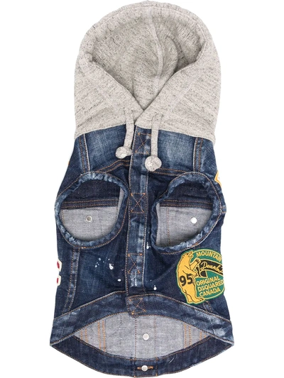 Dsquared2 Denim Patch Hooded Jacket In Blue