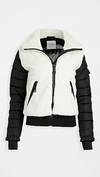 Sam Carson Fleece Bomber Coat In Matte Black/white Sherpa