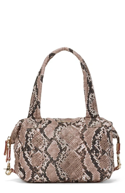 Mz Wallace Brown Snake Print Medium Sutton Bag In Brown Snake
