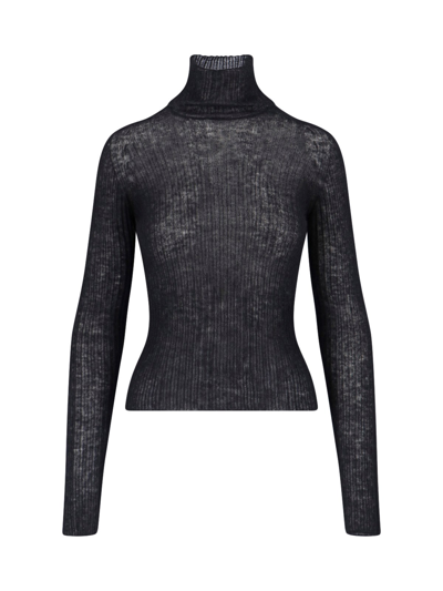 Saint Laurent Turtleneck Knitted Jumper In Nero