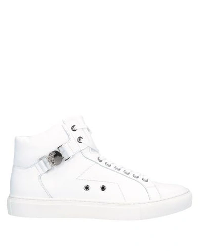 Versace Round-toe Leather Sneakers In White