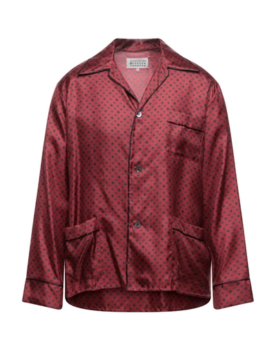 Maison Margiela Medallion Print Pajama Shirt In Burgundy