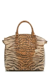 Brahmin Large Duxbury Tiger Stripe Croc Embossed Leather Satchel In Feline Ombre Melbourne