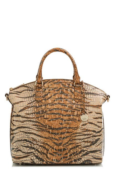 Brahmin Large Duxbury Tiger Stripe Croc Embossed Leather Satchel In Feline Ombre Melbourne