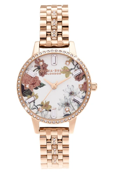 Olivia Burton Women's Sparkle Floral Rose Gold-tone Bracelet Watch 30mm
