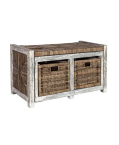 Furniture Rustic 30" Storage Bench In Grey