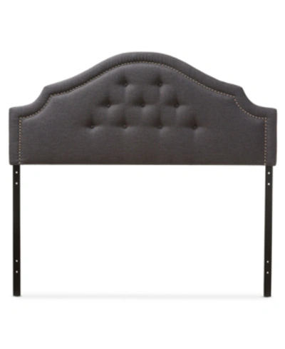 Furniture Cora Upholstered Full Size Headboard In Dark Grey