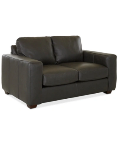Furniture Closeout! Dester 64" Leather Loveseat, Created For Macy's In Charcoal