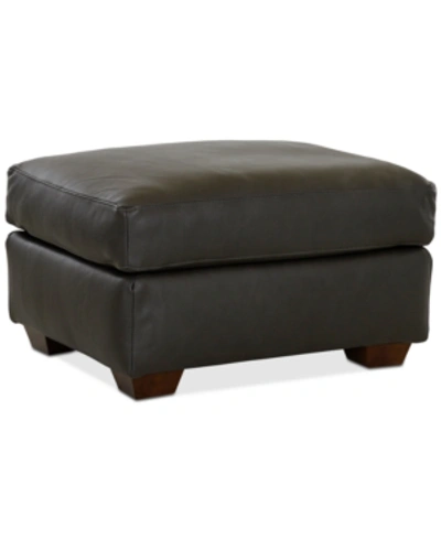 Furniture Closeout! Dester 29" Leather Ottoman, Created For Macy's In Charcoal