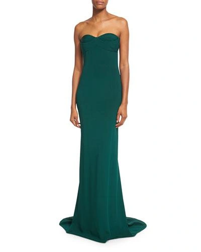 Brandon Maxwell Strapless Gown With Layered Bodice In Forest