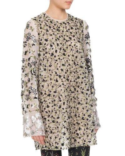 Altuzarra Pandora Sequined Floral-embroidered Tunic, White