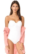 Kate Spade Strapless Bow Bandeau One-piece Swimsuit In White