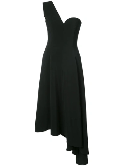 Rosetta Getty One-shoulder A-line Dress With Asymmetric Hem, Black