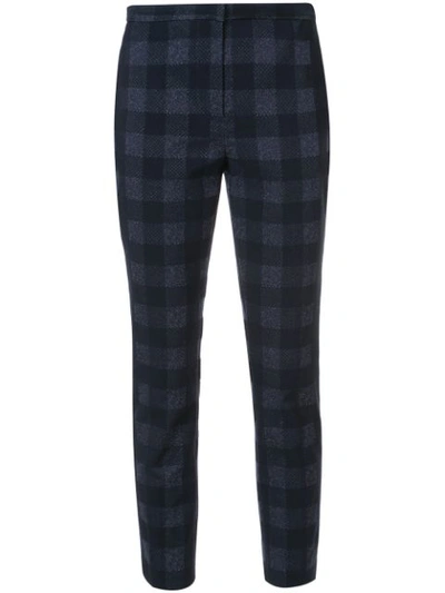 Rosetta Getty Gingham Cropped Skinny Trousers, Navy In Plaid