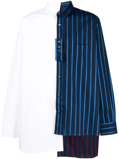 Lanvin Oversized Asymmetrical Shirt In White,blue