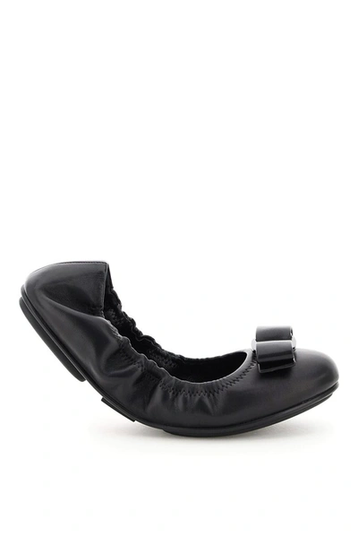 Ferragamo Lizinka Foldable Ballerinas In Black