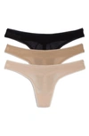 On Gossamer 3-pack Mesh Thongs In Champagne Mocha Black