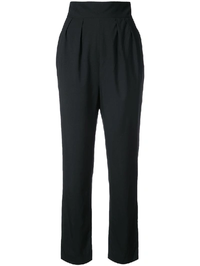 Monique Lhuillier High-waist Cropped Wool Pants, Black