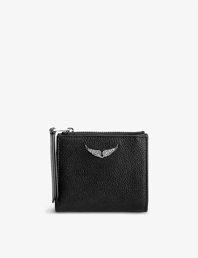 Zadig & Voltaire Zv Grained Leather Wallet In Noir