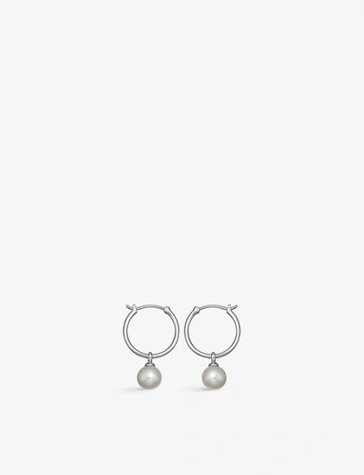 Astley Clarke Stilla Vera Sterling Silver And White Pearl Hoop Earrings In 925 Sterling Silver