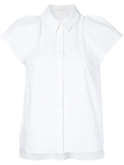 Delpozo Sculpted Short-sleeve Cotton Shirt, White