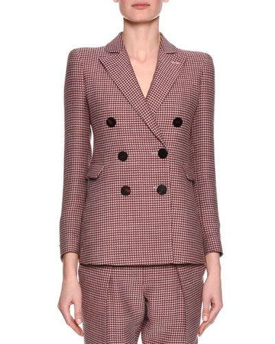 Giorgio Armani Houndstooth Double-breasted Novelty Jacket, Red