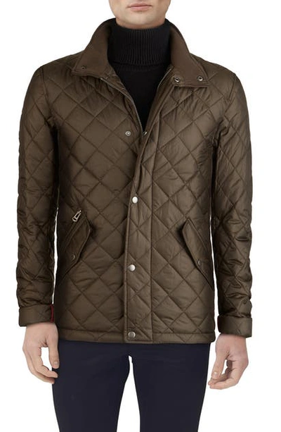 Cole Haan Quilted Barn Jacket In Dark Green