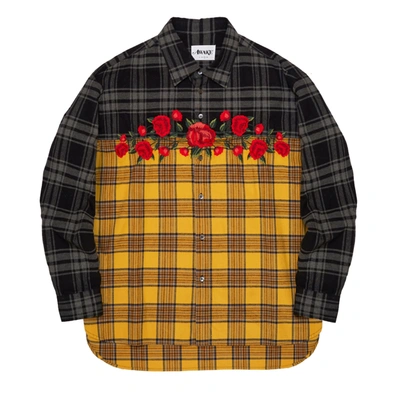 Pre-owned Awake  Embroidered Rose Flannel Shirt Yellow
