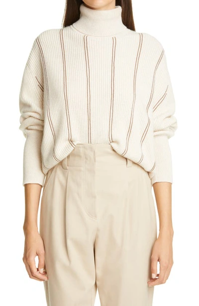 Brunello Cucinelli Monili Stripe Cashmere Sweater In Seashell