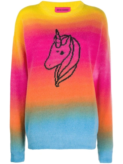 Ireneisgood Intarsia-knit Unicorn-motif Jumper In Pink