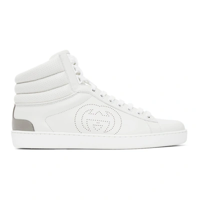 Gucci New Ace Perforated Logo High Top Sneaker In White