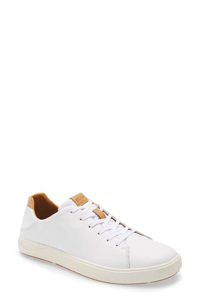 Olukai Lae‘ahi Li ‘ili Convertible Low Top Trainer In White Leather