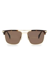 Rag & Bone 55mm Polarized Rectangular Sunglasses In Brown Havana Gold/ Brown