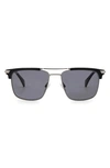 Rag & Bone 55mm Polarized Rectangular Sunglasses In Black/ Grey