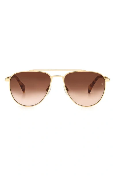Rag & Bone 55mm Polarized Gradient Aviator Sunglasses In Gold Brown/ Brown Gradient