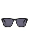 Rag & Bone 56mm Rectangular Sunglasses In Black/ Grey Blue
