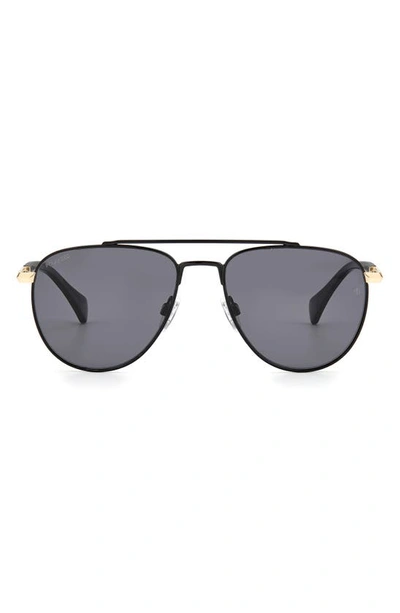 Rag & Bone 55mm Polarized Gradient Aviator Sunglasses In Black/gray Polarized