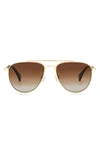 Rag & Bone 55mm Polarized Gradient Aviator Sunglasses In Brown / Gold