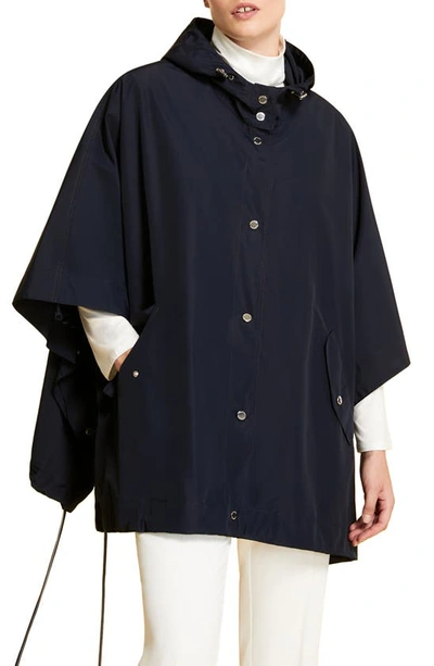 Marina Rinaldi Sport Tabarro Hooded Rain Cape In Dark Navy