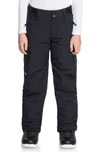 Quiksilver Kids' Porter Waterproof Cargo Snow Pants In True Black