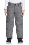Quiksilver Kids' Porter Waterproof Cargo Snow Pants In Heather Grey