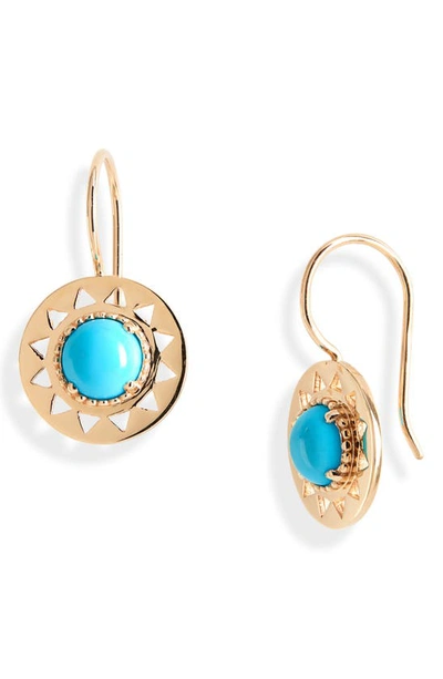 Anzie Disk Drop Turquoise & 14k Gold Earrings