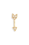 Maria Tash Diamond Arrow Single Stud Earring In Yellow Gold