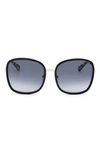Kate Spade Paola 59mm Gradient Square Sunglasses In Black/ Dark Grey Gradient