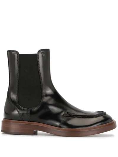 Tod's Spiga Ankle Boots In Leather In Black