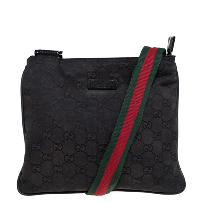 Pre-owned Gucci Black Gg Canvas Small Vintage Web Messenger Bag