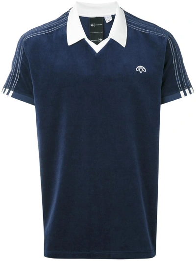 Adidas Originals By Alexander Wang Long Sleeve Velvet Polo Shirt