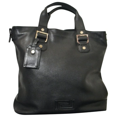 Pre-owned Versace Leather Satchel In Black
