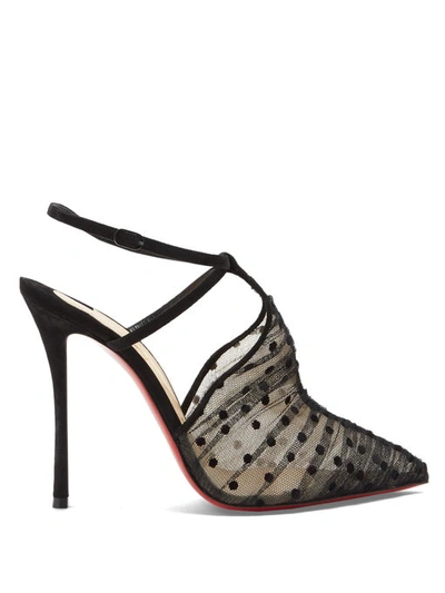Christian Louboutin Acide Lace 100 Tulle Ankle-strap Pumps In Version Black